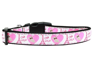 Pet Dog & Cat Nylon Collar or Leash, "Oh La La Paris" (size: Cat Collar)