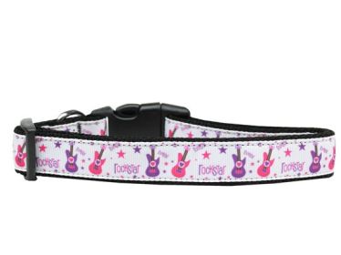 Pet Dog & Cat Nylon Collar or Leash, "Rockstar" (size: Cat Collar)