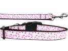 Pet Dog & Cat Nylon Collar or Leash, "Pink Ribbons On White"