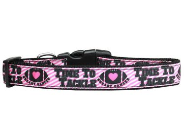 Pet Dog & Cat Nylon Collar or Leash, "Tackle Breast Cancer" (size: Cat Collar)