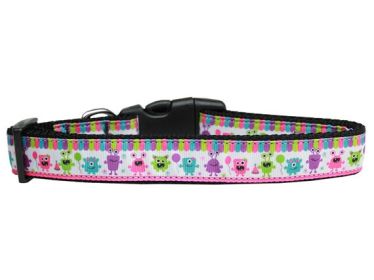 Pet Dog & Cat Nylon Collar or Leash, "Party Monsters" (size: Cat Collar)