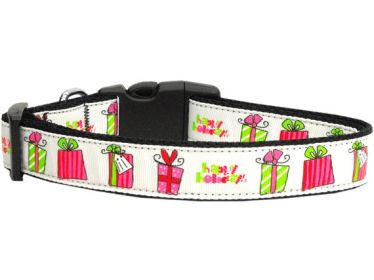 Christmas Pet Dog & Cat Nylon Collar or Leash, "All Wrapped Up" (size: Cat Collar)