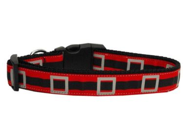 Christmas Pet Dog & Cat Nylon Collar or Leash, "Santa Belt" (size: Cat Collar)