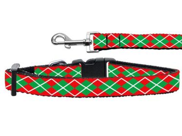 Christmas Nylon Pet Collars and Leashes, "Christmas Argyle" (size: Cat Collar)