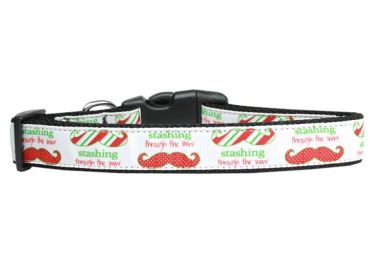 Christmas Pet Dog & Cat Nylon Collar or Leash, "Stashing Through The Snow" (size: Cat Collar)
