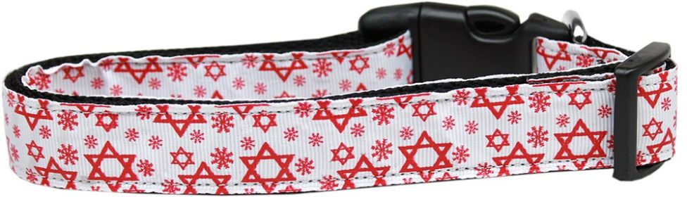 Hanukkah Pet Dog & Cat Nylon Collar or Leash, "Red Star Of David" (size: Cat Collar)