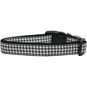 Pet Dog & Cat Nylon Collar or Leash, "Houndstooth Black" (size: Cat Collar)