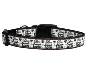Pet Dog & Cat Nylon Collar or Leash,  "Live Laugh and Love" (size: Cat Collar)