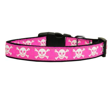 Pet Dog & Cat Nylon Collar or Leash, "Pink Skulls" (Device: Cat Collar)