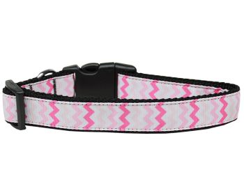 Pet Dog & Cat Nylon Collar or Leash, "Sweet Chevron" (size: Cat Collar)