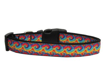Pet Dog & Cat Nylon Collar or Leash, "Tie Dye" (size: Cat Collar)