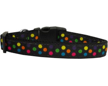 Pet Dog & Cat Nylon Collar or Leash,  "Black Multi Dot" (size: Cat Collar)