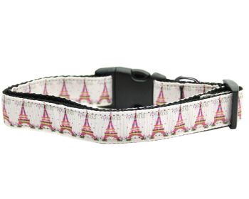 Pet Dog & Cat Nylon Collar or Leash, "Eiffel Tower" (size: Cat Collar)