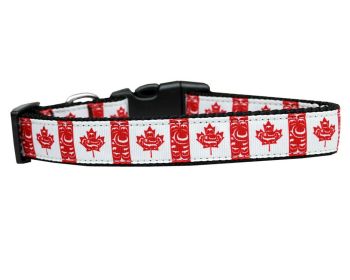 Pet Dog & Cat Nylon Collar or Leash, "Canadian Flag In Swirls" (size: Cat Collar)