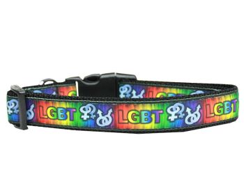 Pet Dog & Cat Nylon Collar or Leash, "LGBT" (size: Cat Collar)