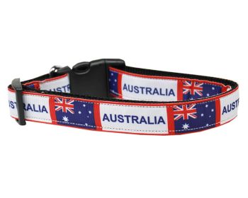 Pet Dog & Cat Nylon Collar or Leash, "Australia Flag" (size: Cat Collar)