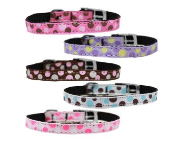 Pet Dog & Cat Nylon Collar or Leash 3/8" wide, "Confetti Dots" (Color: Baby Blue, size: Cat Safety)